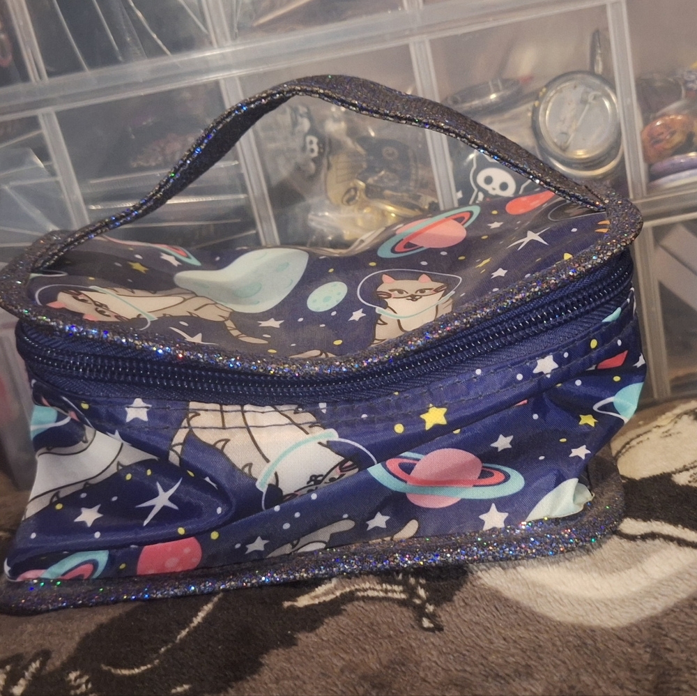Space cat make-up bag